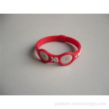 Debossed Silicone Wristbands / Silicone Energy Bracelet Hea